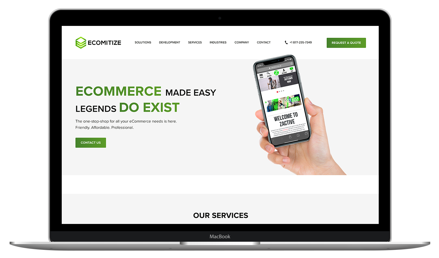 Ecomitize corporate website design desktop