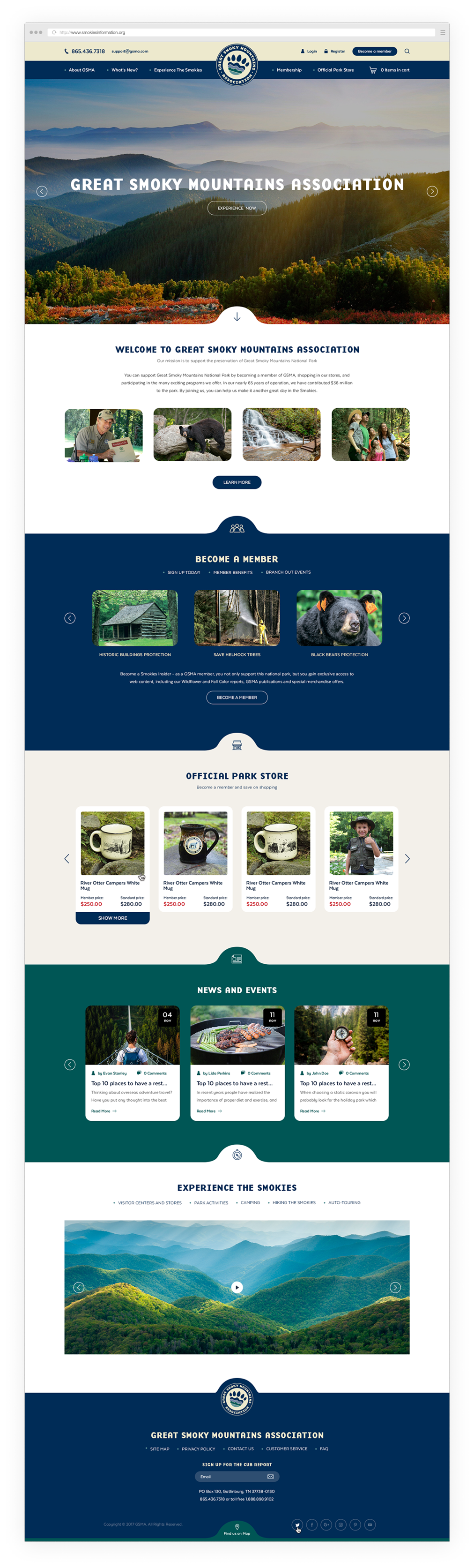 Great Smoky Mountains association design home page