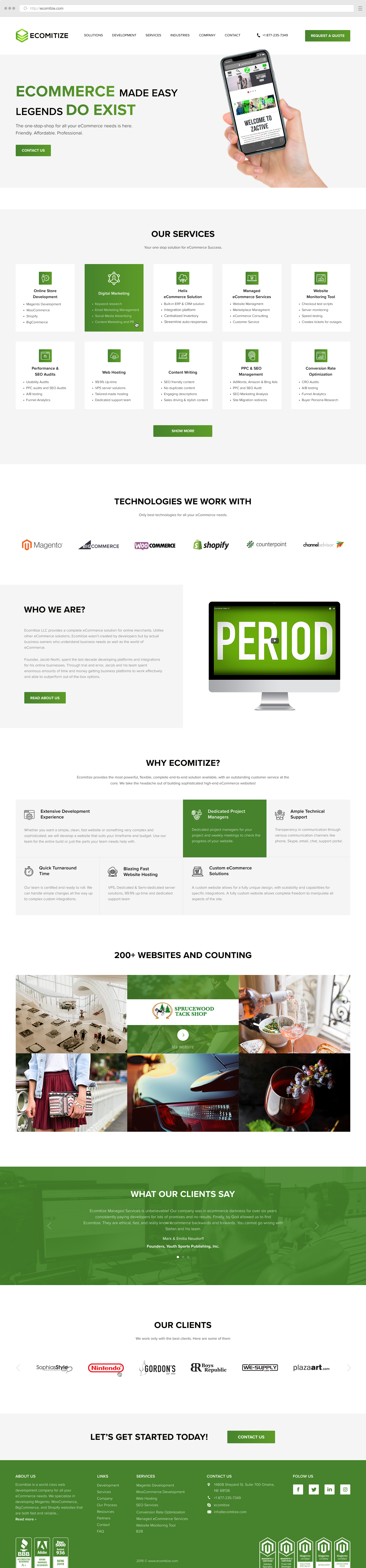 Ecomitize corporate website design home page