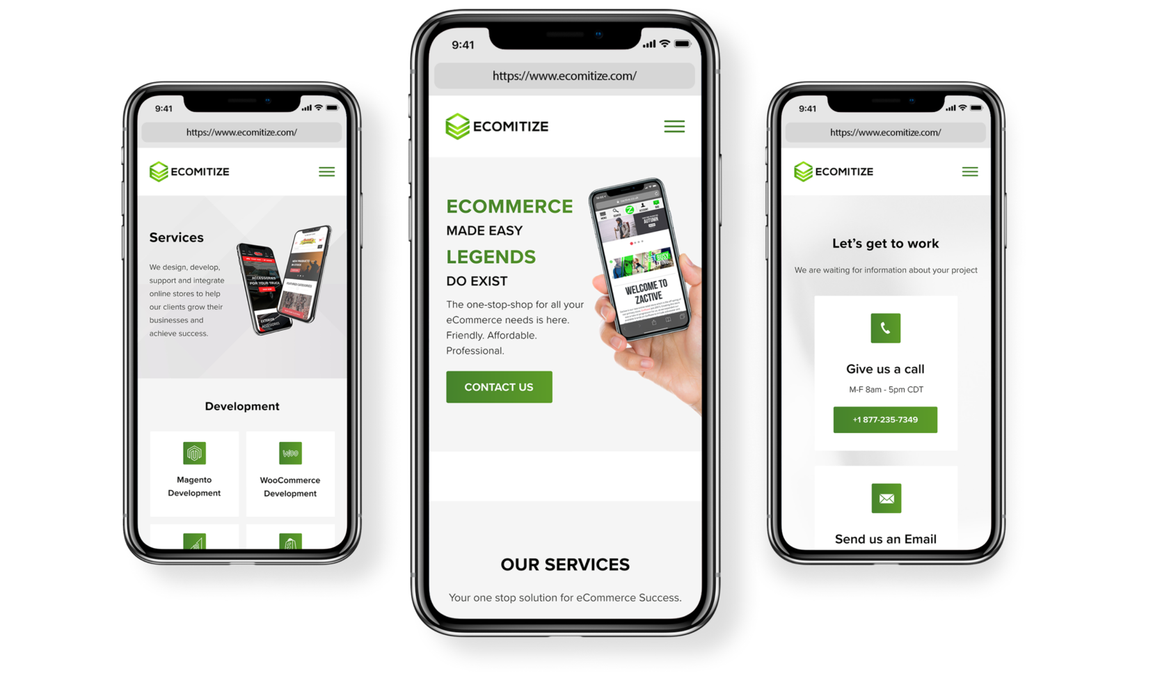 Ecomitize corporate website design responsive mobile version