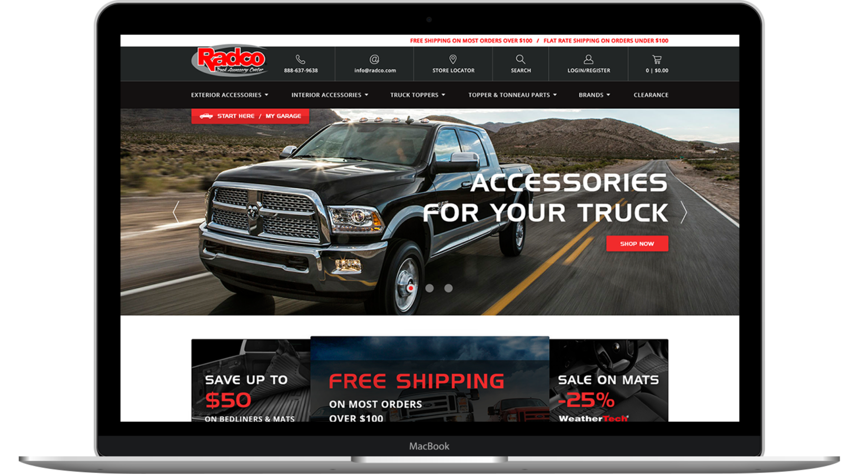 Radco auto accessories online store design desktop