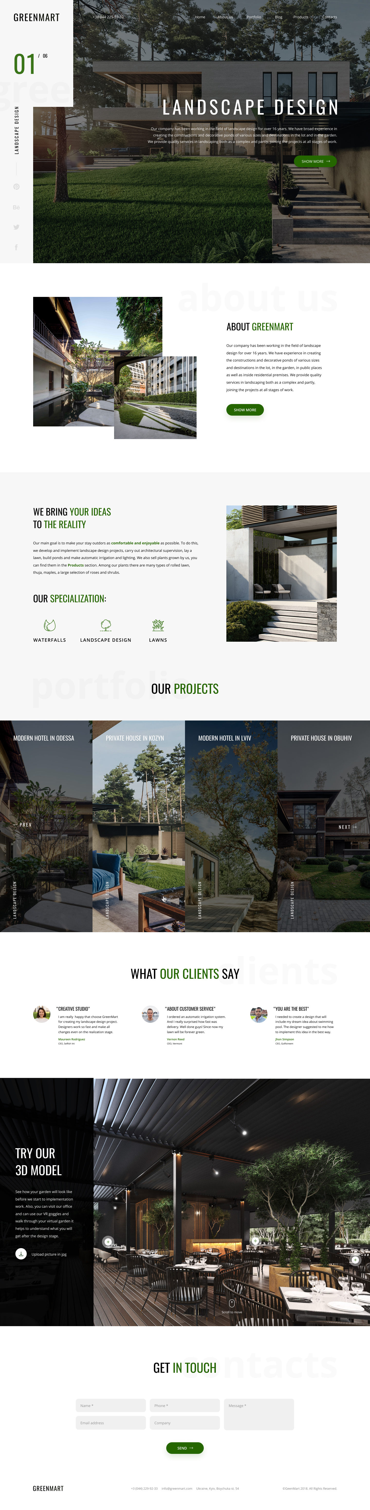 Greenmart lanscape design studio website design home page