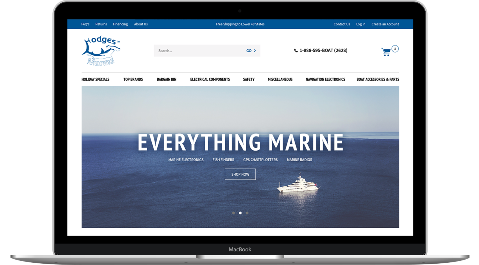 Hodges marine online store design desktop